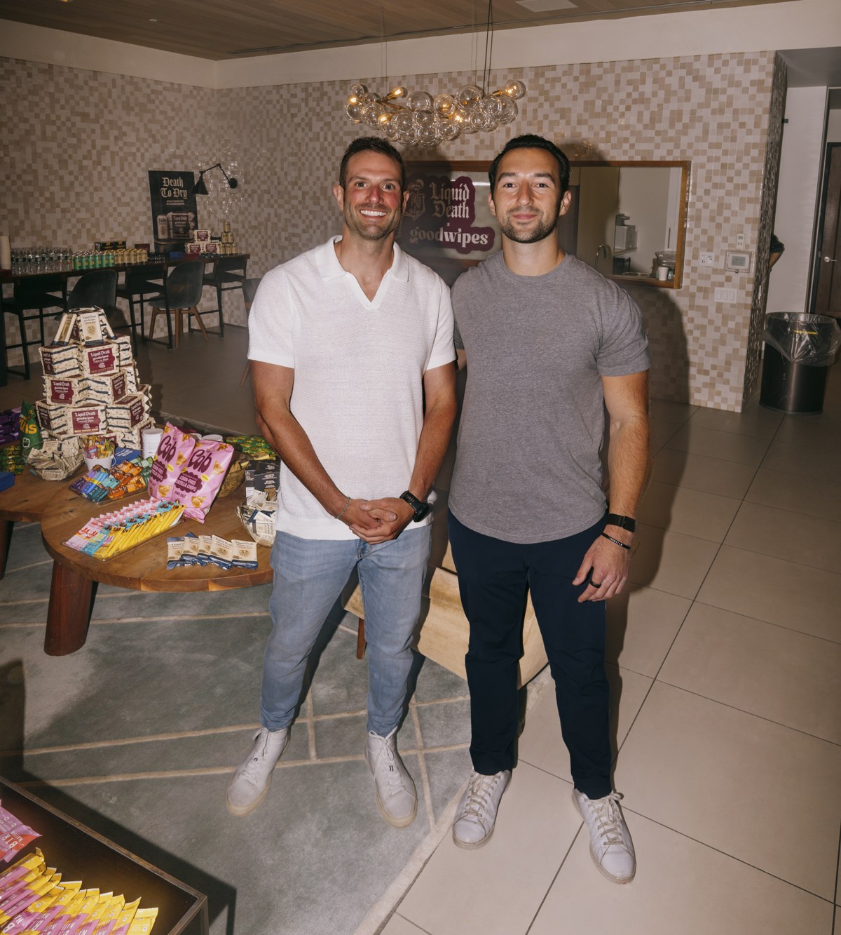 Adam with a fellow founder at a Goodwipes brand event